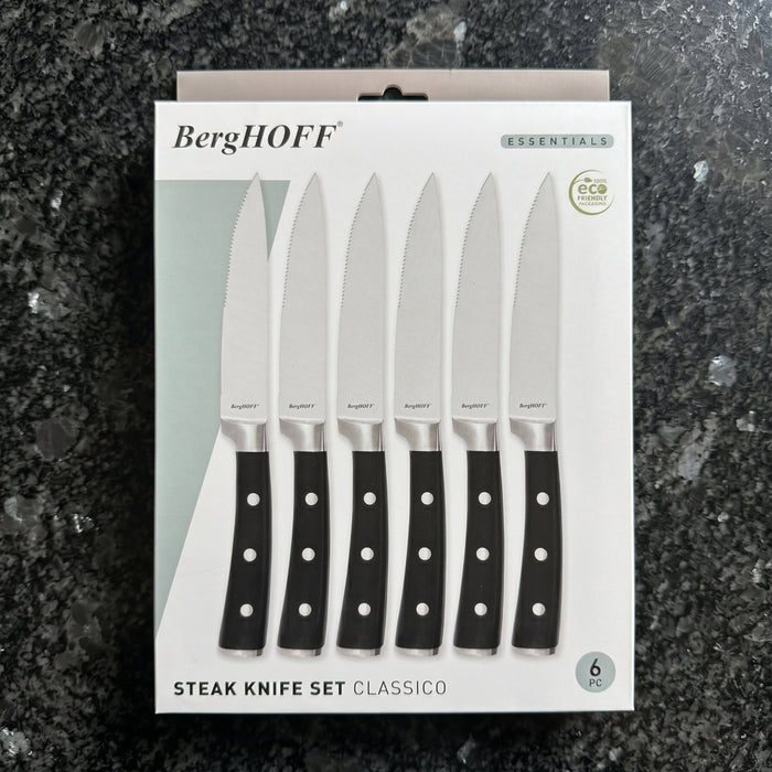 BergHOFF Essentials Classico 6pc Stainless Steel Steak Knife Set, 5" - Kitchen Knives