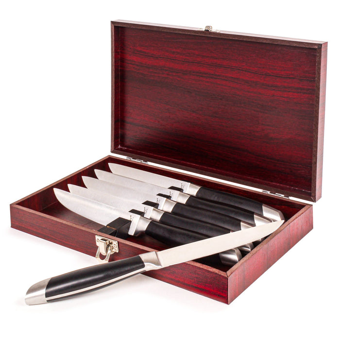 BergHOFF Geminis 7pc Stainless Steel Steak Knives with Wood Case, 4.75" - Kitchen Knives