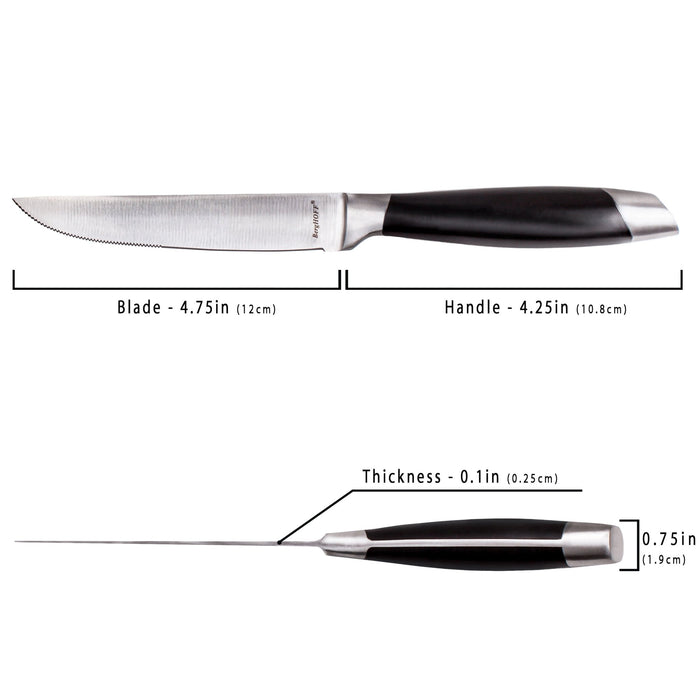BergHOFF Geminis 7pc Stainless Steel Steak Knives with Wood Case, 4.75" - Kitchen Knives