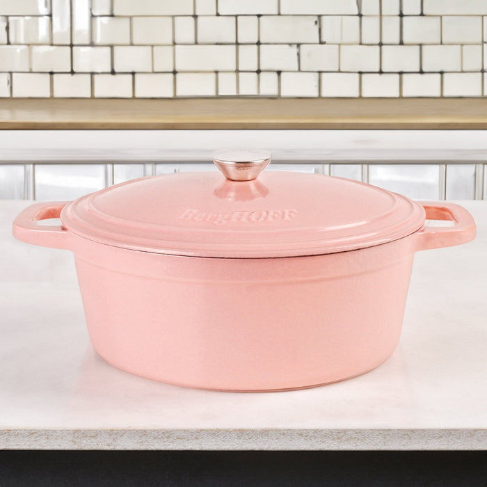 BergHOFF Neo Cast Iron 5qt. Oval Dutch Oven 11.5" with Lid, Pink - Dutch Ovens
