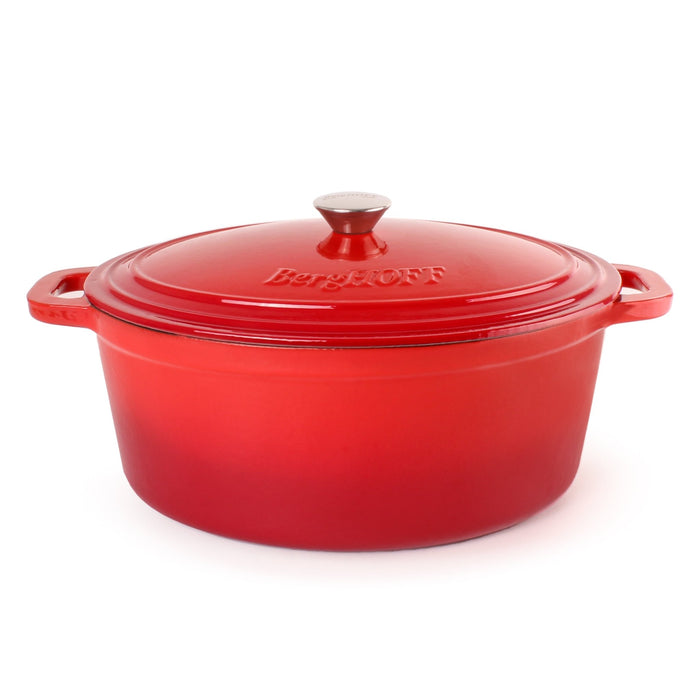 BergHOFF Neo Cast Iron 8qt. Oval Dutch Oven 13" with Lid, Red - Dutch Ovens