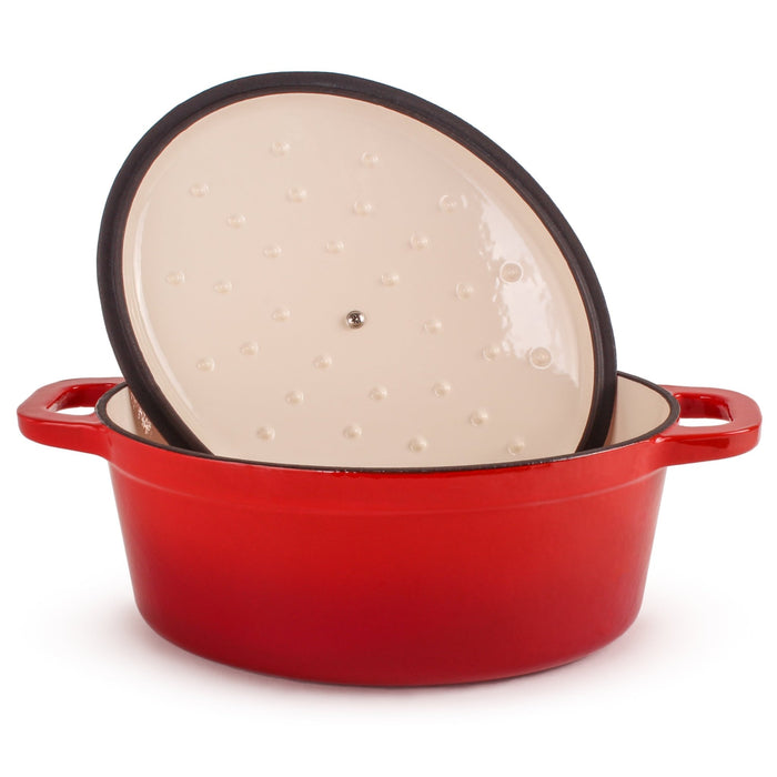 BergHOFF Neo Cast Iron 8qt. Oval Dutch Oven 13" with Lid, Red - Dutch Ovens