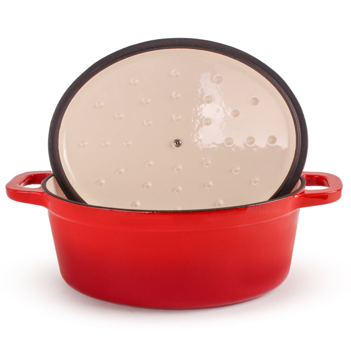 Image 6 of Neo 5Qt Cast Iron Oval Covered Dutch Oven, Red
