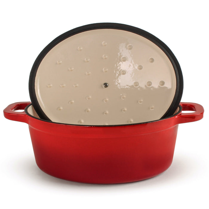 BergHOFF Neo Cast Iron 5qt. Oval Dutch Oven 11.5" with Lid, Red - Dutch Ovens