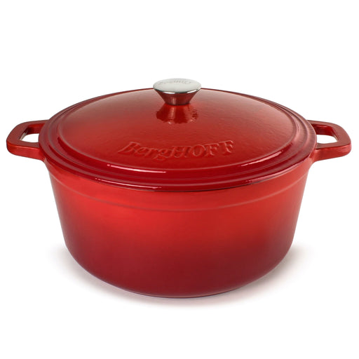 BergHOFF Neo Cast Iron 7qt. Round Dutch Oven 11" with Lid, Red - Dutch Ovens