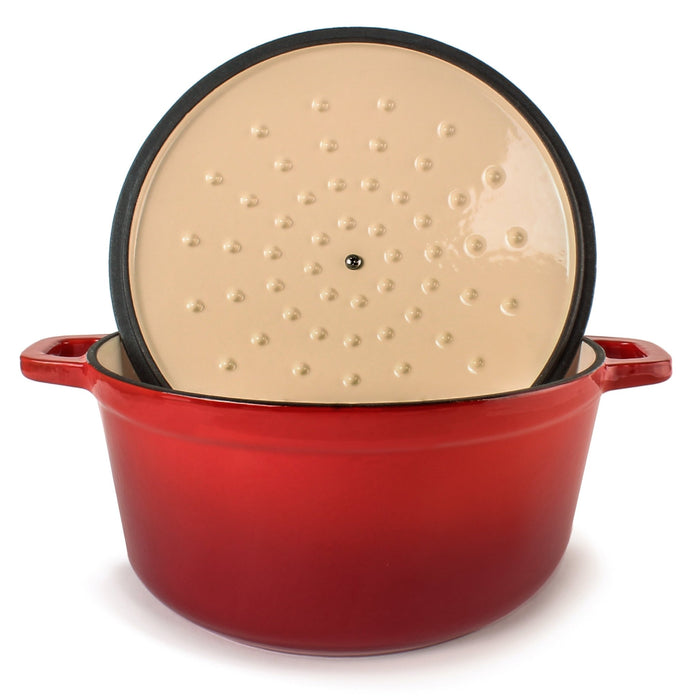 BergHOFF Neo Cast Iron 7qt. Round Dutch Oven 11" with Lid, Red - Dutch Ovens