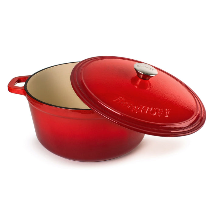 BergHOFF Neo Cast Iron 7qt. Round Dutch Oven 11" with Lid, Red - Dutch Ovens