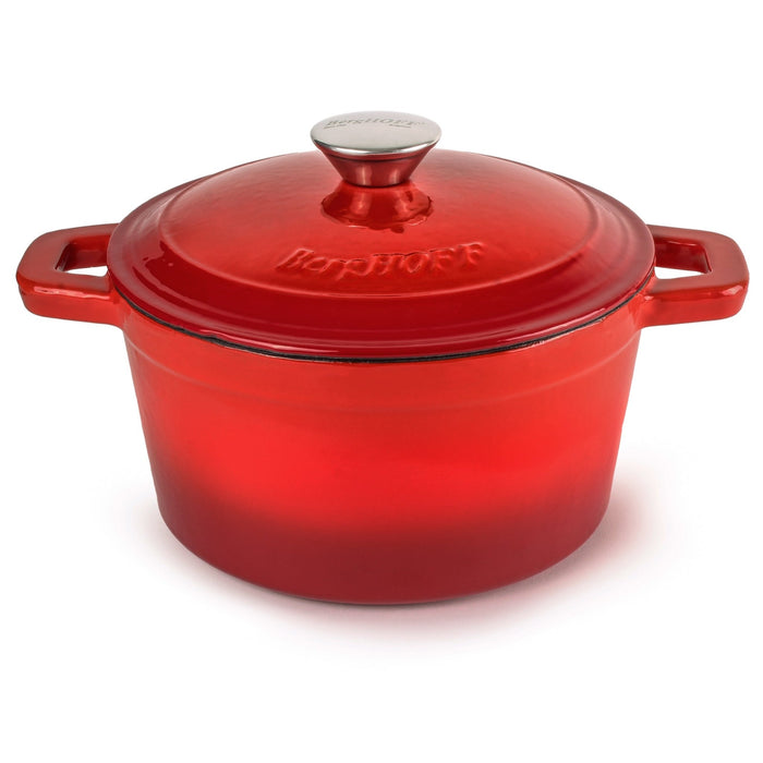 BergHOFF Neo Cast Iron 3qt. Round Dutch Oven 8" with Lid, Red - Dutch Ovens