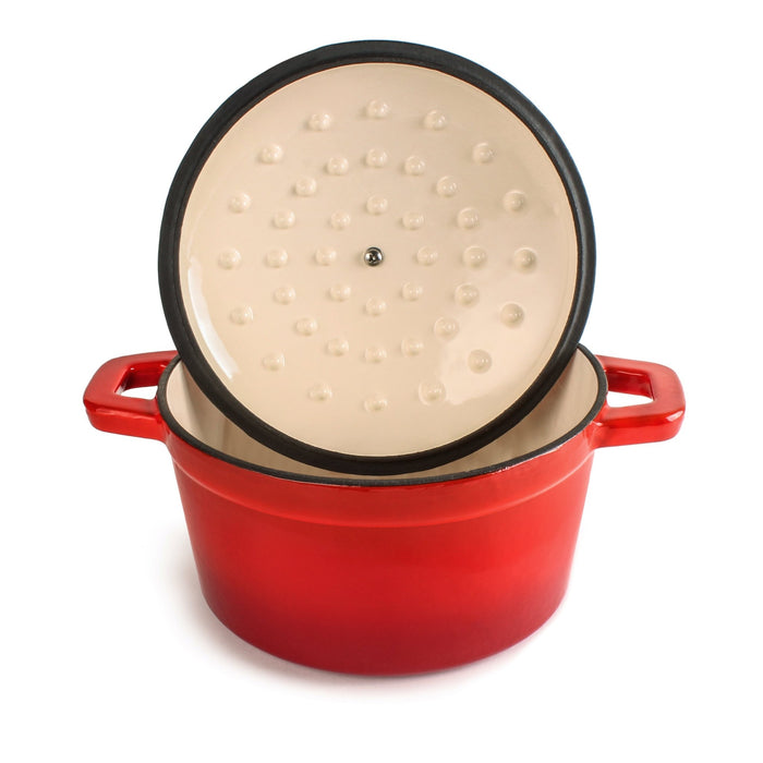 BergHOFF Neo Cast Iron 3qt. Round Dutch Oven 8" with Lid, Red - Dutch Ovens