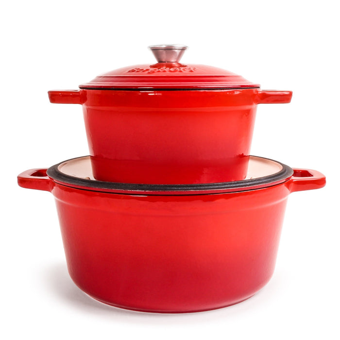 BergHOFF Neo Cast Iron 3qt. Round Dutch Oven 8" with Lid, Red - Dutch Ovens