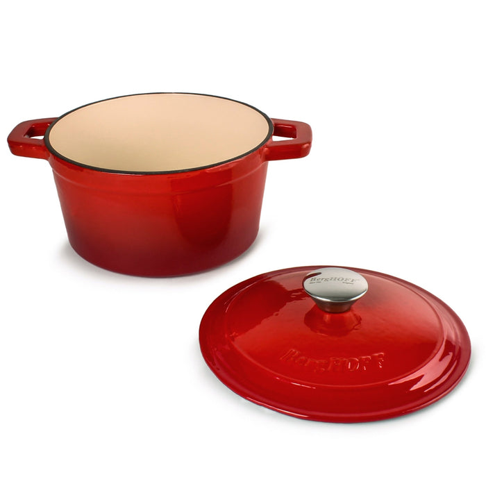 BergHOFF Neo Cast Iron 3qt. Round Dutch Oven 8" with Lid, Red - Dutch Ovens
