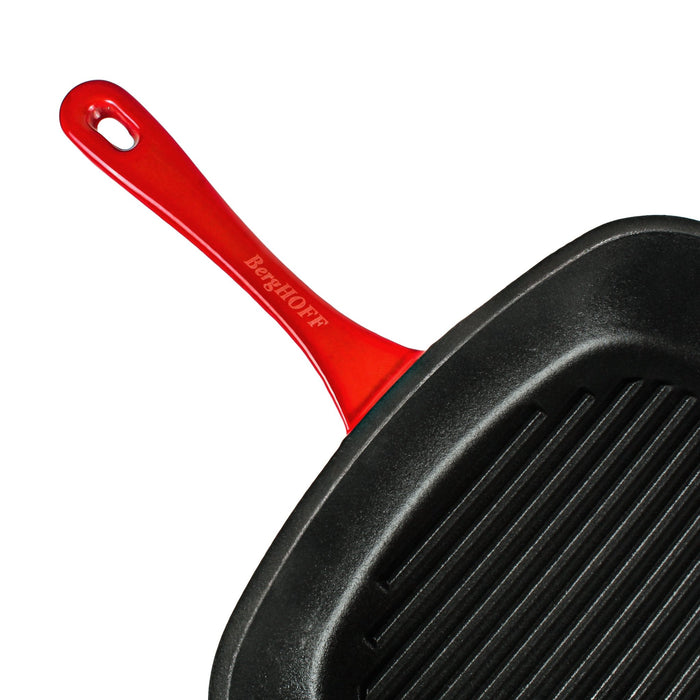 BergHOFF Neo Cast Iron Square Grill Pan 11", Red - Griddles & Grill Pans