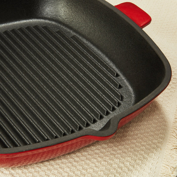 BergHOFF Neo Cast Iron Square Grill Pan 11", Red - Griddles & Grill Pans