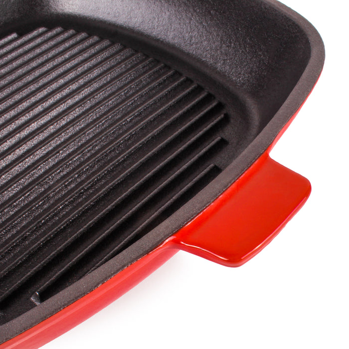 Image 4 of Neo 11" Cast Iron Square Grill Pan, Red
