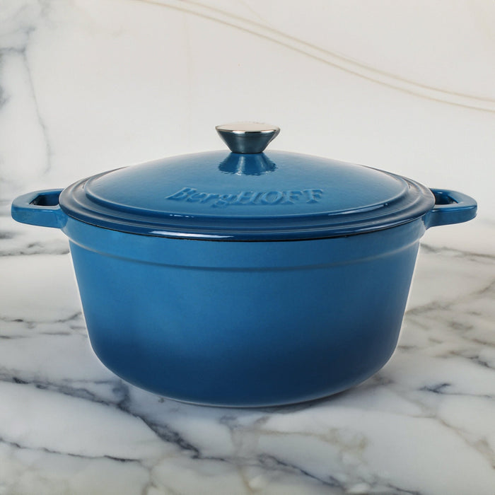 BergHOFF Neo Cast Iron 7qt. Round Dutch Oven 11" with Lid, Blue - Dutch Ovens