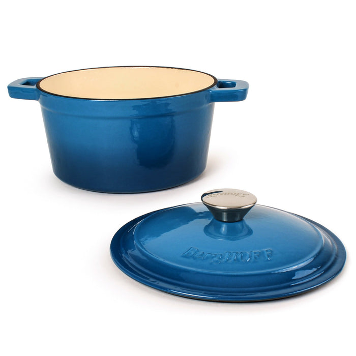 BergHOFF Neo Cast Iron 3qt. Round Dutch Oven 8" with Lid, Blue - Dutch Ovens