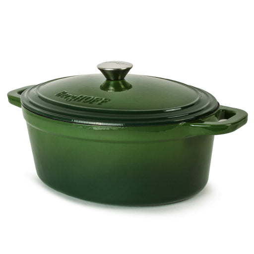 BergHOFF Neo Cast Iron 8qt. Oval Dutch Oven 13" with Lid, Green - Dutch Ovens