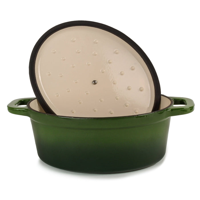 BergHOFF Neo Cast Iron 8qt. Oval Dutch Oven 13" with Lid, Green - Dutch Ovens