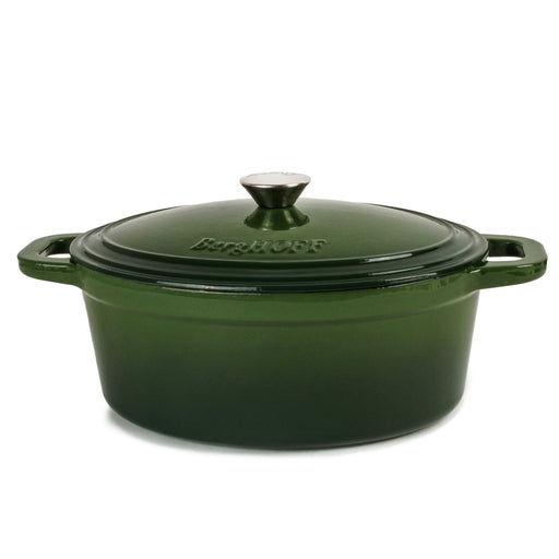 BergHOFF Neo Cast Iron 5qt. Oval Dutch Oven 11.5" with Lid, Green - Dutch Ovens