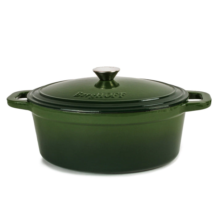BergHOFF Neo Cast Iron 5qt. Oval Dutch Oven 11.5" with Lid, Green - Dutch Ovens
