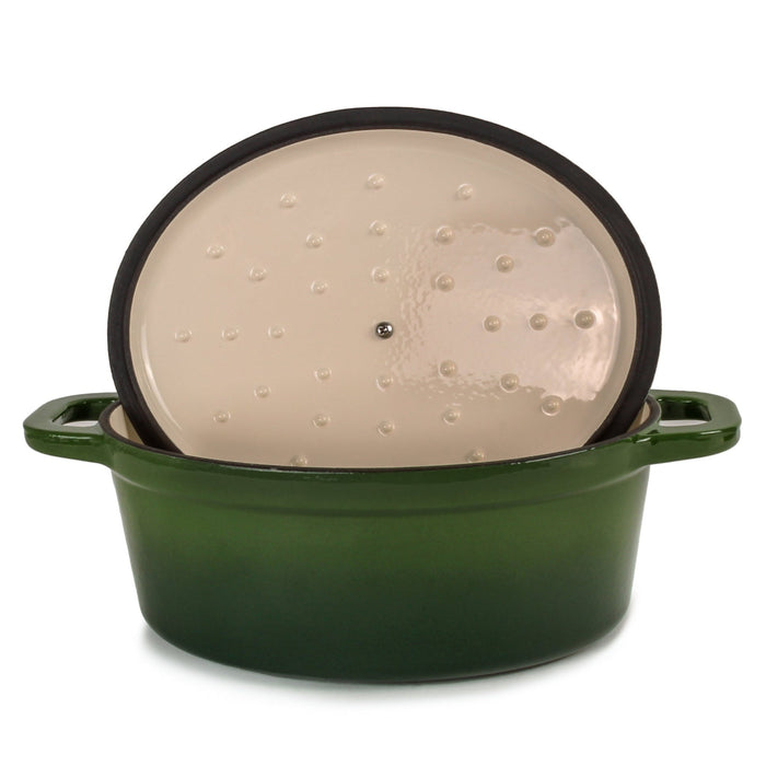 BergHOFF Neo Cast Iron 5qt. Oval Dutch Oven 11.5" with Lid, Green - Dutch Ovens