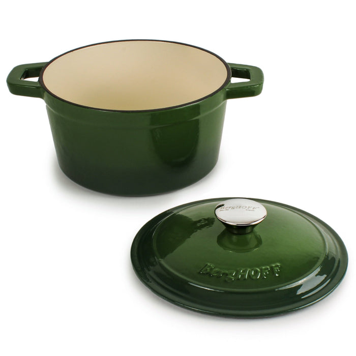 BergHOFF Neo Cast Iron 7qt. Round Dutch Oven 11" with Lid, Green - Dutch Ovens
