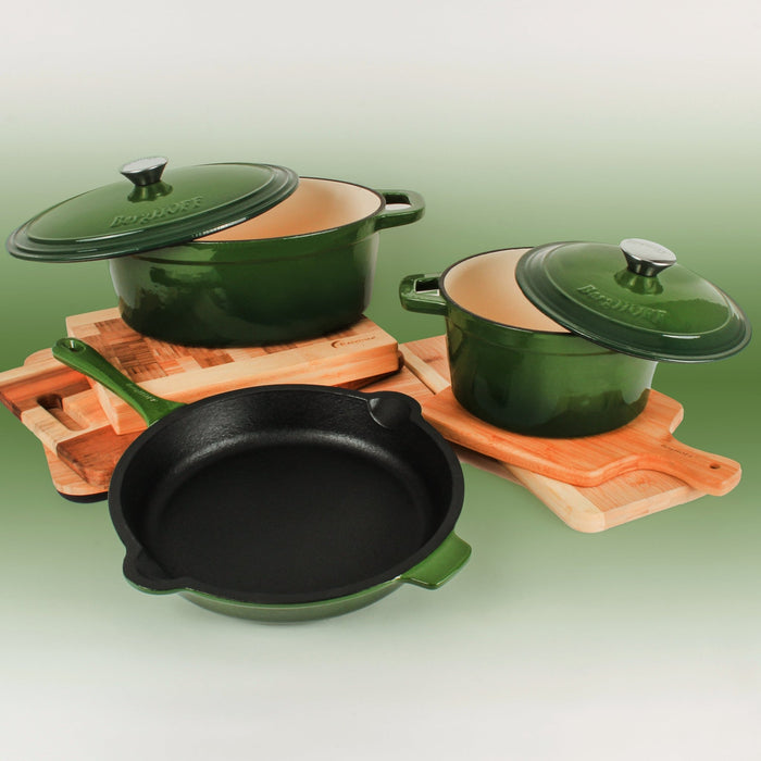 BergHOFF Neo Cast Iron 3qt. Round Dutch Oven 8" with Lid, Green - Dutch Ovens