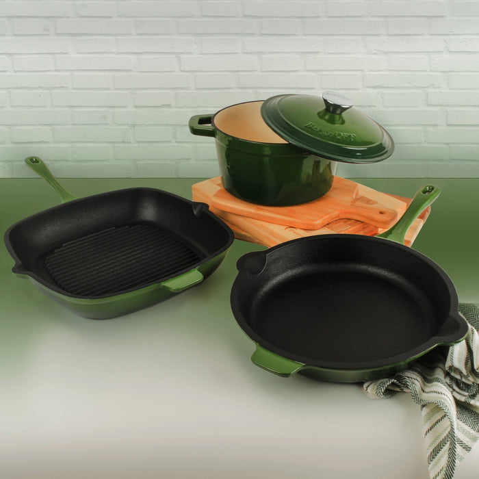 BergHOFF Neo Cast Iron Square Grill Pan 11", Green - Griddles & Grill Pans