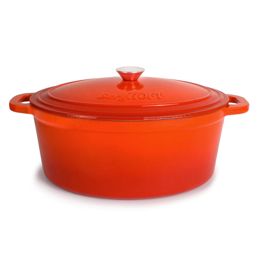 BergHOFF Neo Cast Iron 8qt. Oval Dutch Oven 13" with Lid, Orange - Dutch Ovens