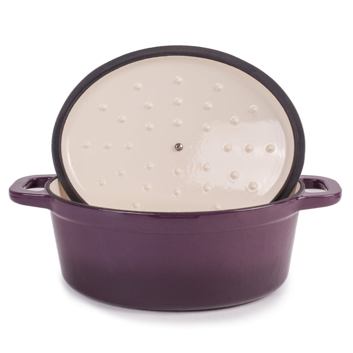 BergHOFF Neo Cast Iron 5qt. Oval Dutch Oven 11.5" with Lid, Purple - Dutch Ovens