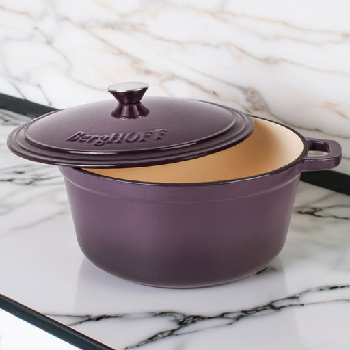 BergHOFF Neo Cast Iron 7qt. Round Dutch Oven 11" with Lid, Purple - Dutch Ovens