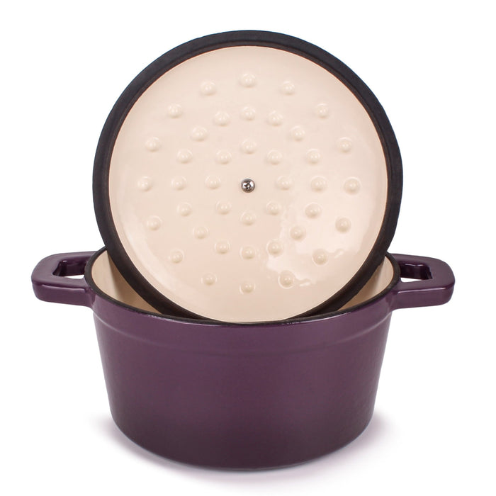 BergHOFF Neo Cast Iron 3qt. Round Dutch Oven 8" with Lid, Purple - Dutch Ovens