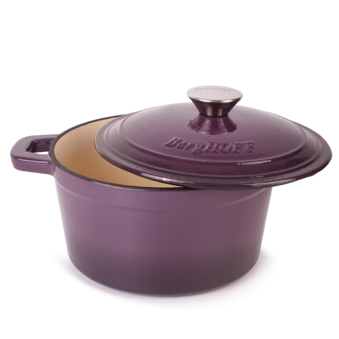 BergHOFF Neo Cast Iron 3qt. Round Dutch Oven 8" with Lid, Purple - Dutch Ovens