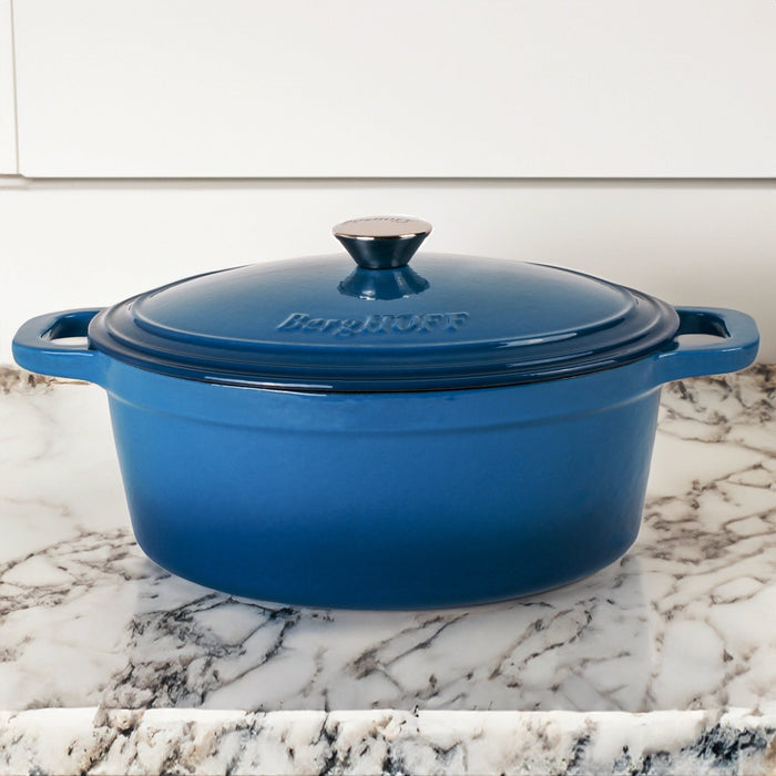 BergHOFF Neo Cast Iron 5qt. Oval Dutch Oven 11.5" with Lid, Blue - Dutch Ovens