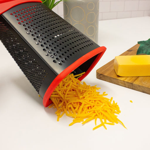 BergHOFF Non-Stick Stainless Steel 10" Box Grater, Red and Black - Food Graters & Zesters