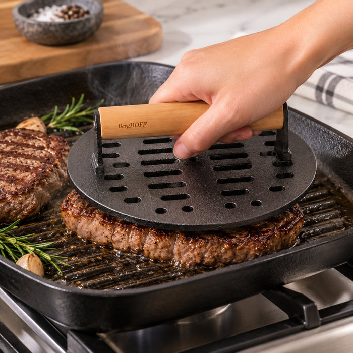 Image 1 of Neo Cast Iron Slotted Steak Press 9", Black