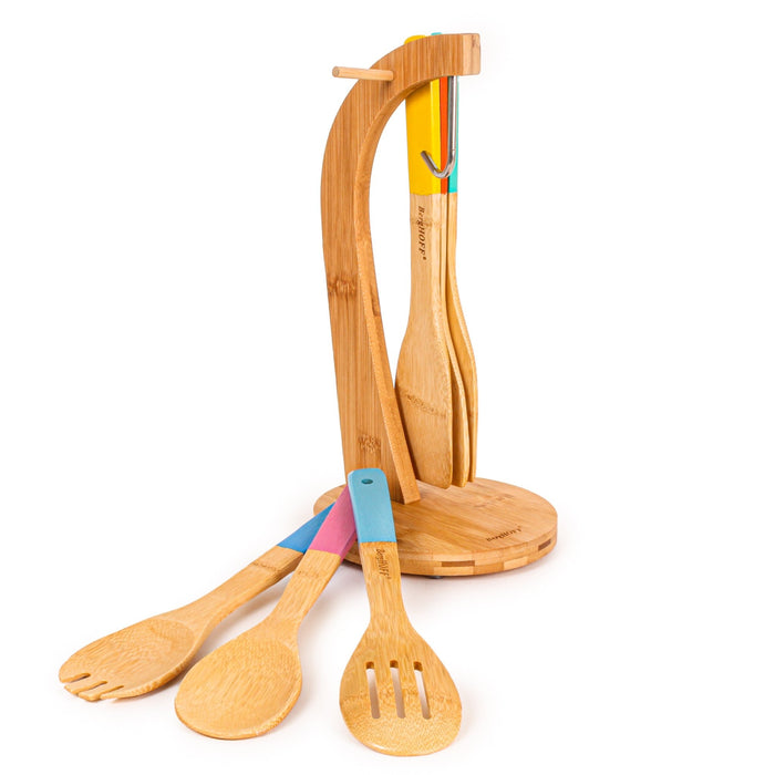 BergHOFF Essentials 7Pc Bamboo Banana Hanger and Utensil Set - Kitchen Utensil Sets