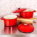 BergHOFF Neo 4pc Cast Iron Cookware Set, 3qt. & 7qt., Red - Stock Pots