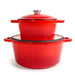 BergHOFF Neo 4pc Cast Iron Cookware Set, 3qt. & 7qt., Red - Stock Pots