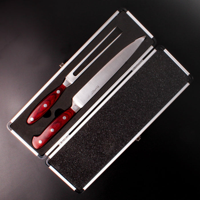 BergHOFF Pakka Wood 3Pc Stainless Steel Carving Set with Case - Carving Forks