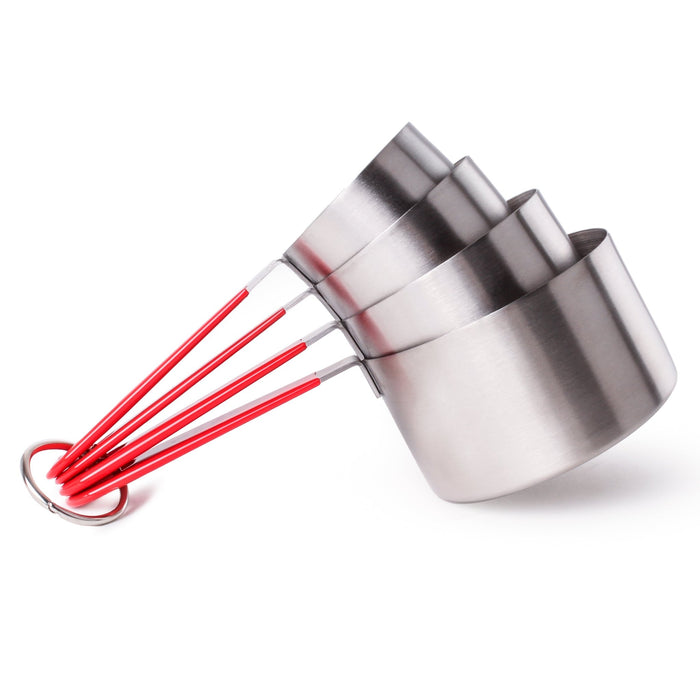 BergHOFF Stainless Steel 4pc Measuring Cup Set, Red Handles - Measuring Cups & Spoons