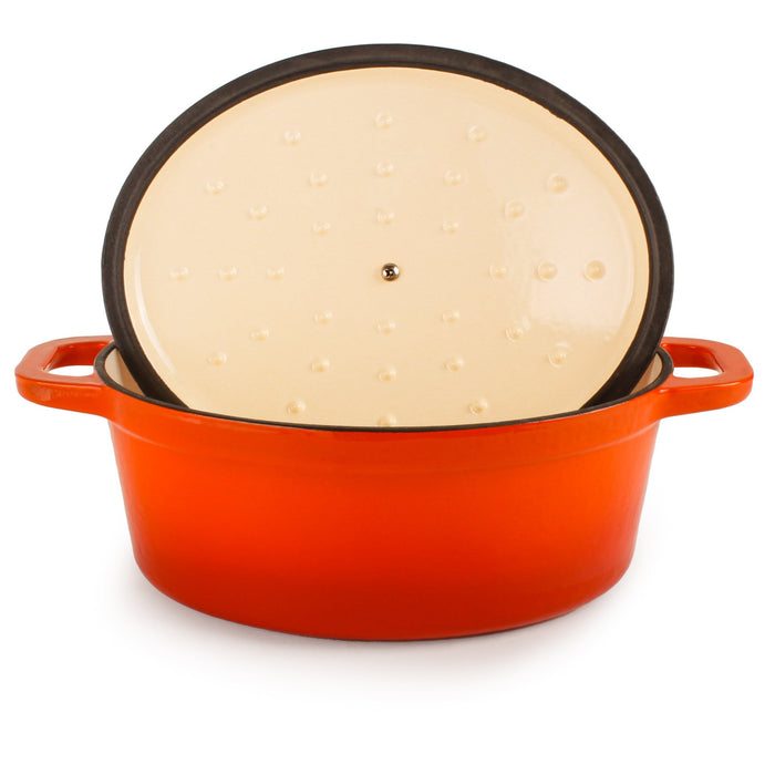 BergHOFF Neo 5pc Cast Iron Dutch Oven Set with 10" Fry Pan, 3qt. & 5qt., Orange - Stock Pots