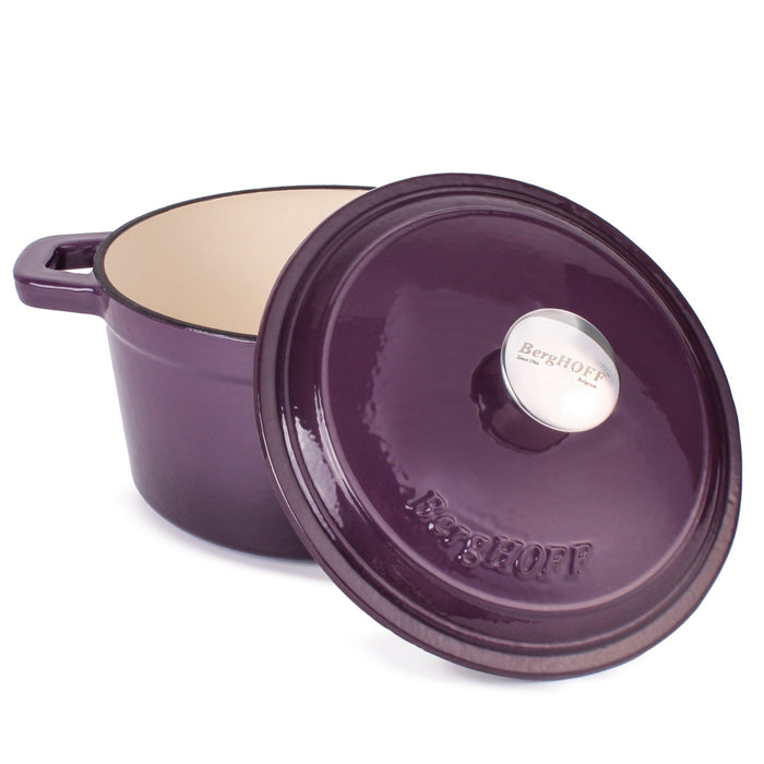 BergHOFF Neo 3pc Cast Iron Cookware Set, Fry Pan & Round Dutch Oven, Purple - Cookware Sets