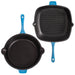 BergHOFF Neo 2pc Cast Iron 10" Fry Pan & 11" Grill Pan Cookware Set, Blue - Griddles & Grill Pans