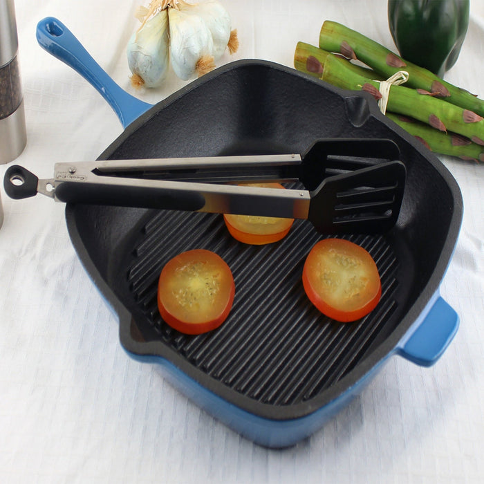 BergHOFF Neo 2pc Cast Iron 10" Fry Pan & 11" Grill Pan Cookware Set, Blue - Griddles & Grill Pans