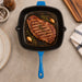 BergHOFF Neo 2pc Cast Iron 11" Grill Pan with Slotted Steak Press, Blue - Griddles & Grill Pans