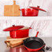 BergHOFF Neo 5pc Cast Iron Oval Dutch Oven Set with 10" Fry Pan, 5qt. & 8qt., Red - Skillets & Frying Pans