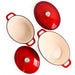 BergHOFF Neo 5pc Cast Iron Oval Dutch Oven Set with 10" Fry Pan, 5qt. & 8qt., Red - Skillets & Frying Pans