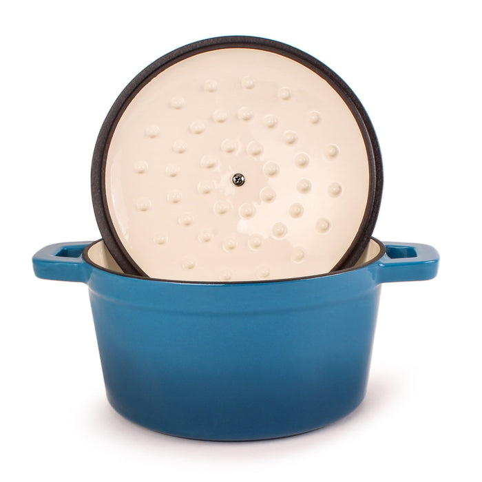 BergHOFF Neo 3pc Cast Iron Cookware Set, Grill Pan & Round Dutch Oven, Blue - Griddles & Grill Pans