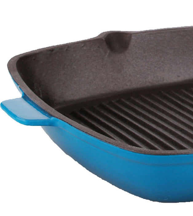 BergHOFF Neo 3pc Cast Iron Cookware Set, Grill Pan & Round Dutch Oven, Blue - Griddles & Grill Pans